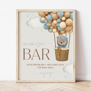Poster Ours, Ballons Bleus, Ballons À Air Chaud, Bar Momo