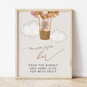 Poster Ours, Ballons Roses, Ballons À Air Chaud, Bar Momo