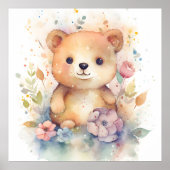 Poster Ours Bébé de Forêt Cute Pints Pins Nursery Art (Devant)