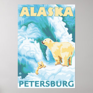 Poster Ours blancs et CUB - Pétersbourg, Alaska