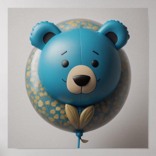 Poster Ours bleu ballon (Devant)