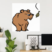 Poster Ours Brown avec chute de la feuille d'automne joli (Bureau à domicile)