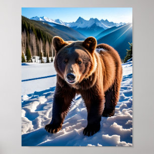 Poster Ours Brown dans la neige