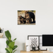 Poster ours Brown, grizzli, semer avec des oursons sur la (Bureau à domicile)