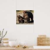 Poster ours Brown, grizzli, semer avec des oursons sur la (Cuisine)