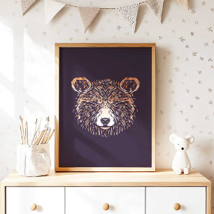 Poster Ours Brown Imprimer le mur d'animaux forestiers