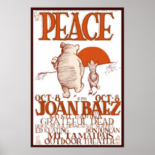 Poster OURS BRUN Grateful Dead, Joan Baez Concert 1966