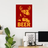Poster Ours + Cerf = Bière (Bureau à domicile)