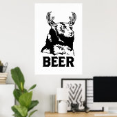 Poster Ours + Cerf = Bière (Bureau à domicile)