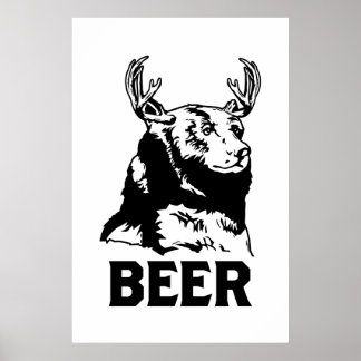 Poster Ours + Cerf = Bière