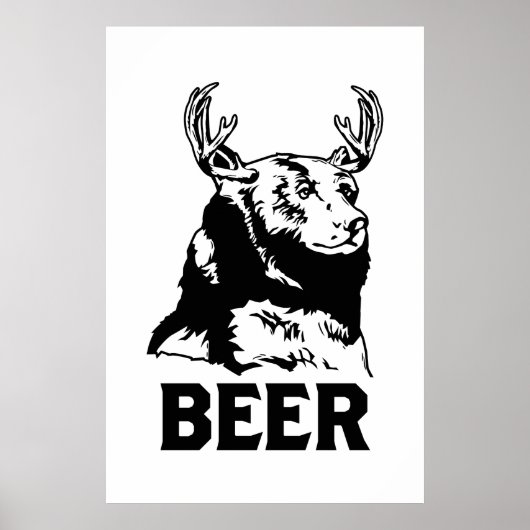 Poster Ours + Cerf = Bière (Devant)