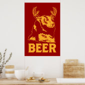 Poster Ours + Cerf = Bière (Cuisine)
