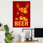 Poster Ours + Cerf = Bière (Bureau à domicile)