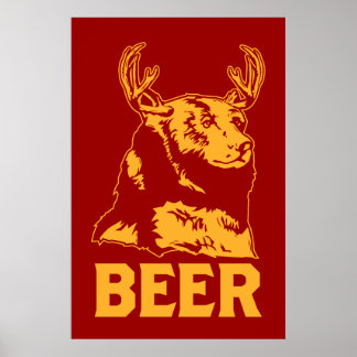 Poster Ours + Cerf = Bière