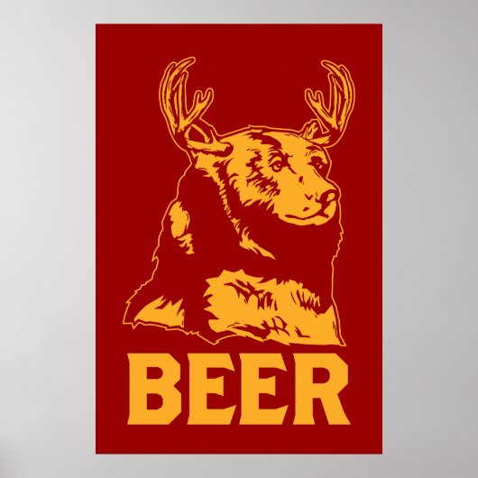 Poster Ours + Cerf = Bière (Devant)