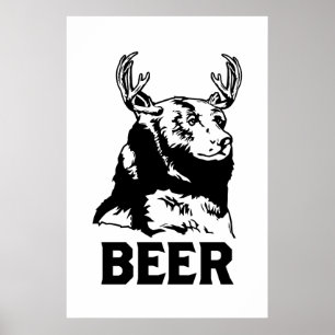 Poster Ours + Cerfs communs = bière