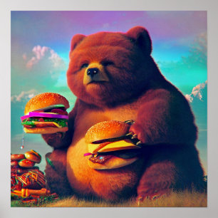 Poster Ours Chubby Manger Cheeseburgers