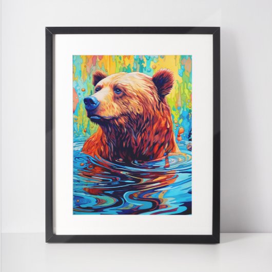 Poster Ours coloré Peinture Abstraite Cabine Art