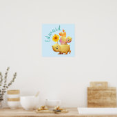 Poster Ours, coq et tour de tournesol (Cuisine)