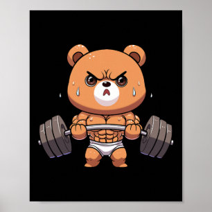 Poster Ours Culturiste Bodybuilding Muscle Gym Haltérophi