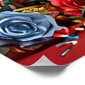 Poster Ours d'anniversaire avec gâteau et ballons (Coin)