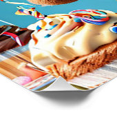 Poster Ours d'anniversaire avec gâteau et ballons (Coin)