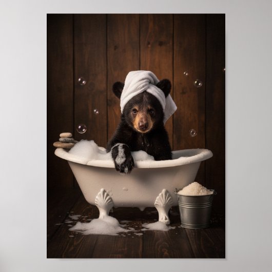 Poster Ours dans la baignoire (Devant)