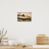 Poster Ours d'art rétro nature avec canot (Cuisine)