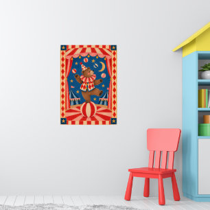 Poster Ours de cirque vintage en équilibre sur balle Fant