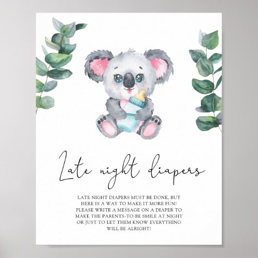 Poster Ours de Koala - Late nuit couches jeu (Devant)
