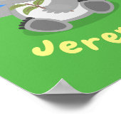 Poster Ours de koala mignon avec dessin animé feuille (Coin)