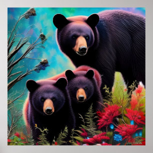 Poster Ours de Momma et petits