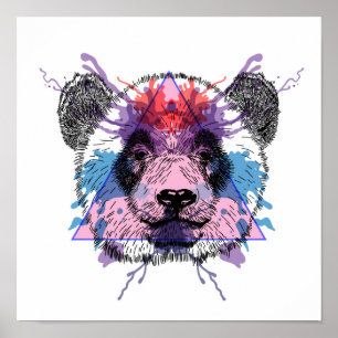 Poster Ours de panda géométrique