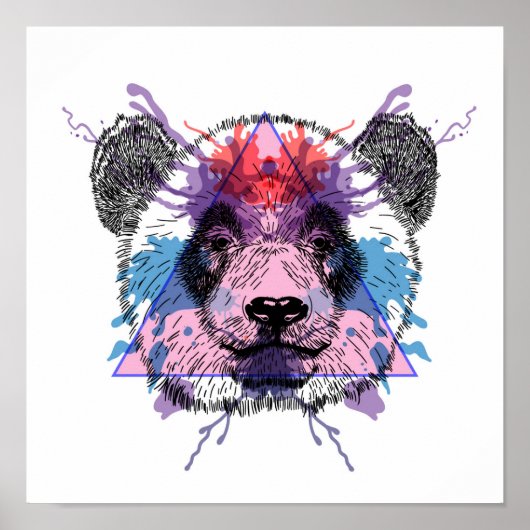 Poster Ours de panda géométrique (Devant)