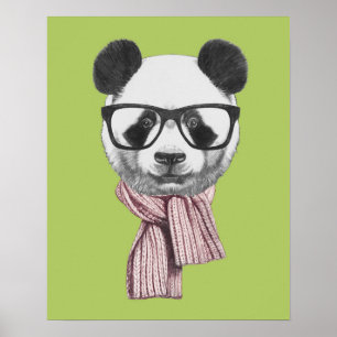 Poster Ours de panda prêt pour l'hiver