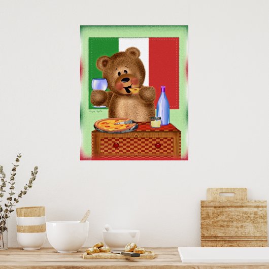 Poster Ours de pizza (Cuisine)