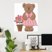 Poster Ours de sensibilisation au cancer du sein en robe  (Bureau à domicile)