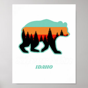 Poster Ours De Snowboard De La Montagne D'Argent Idaho