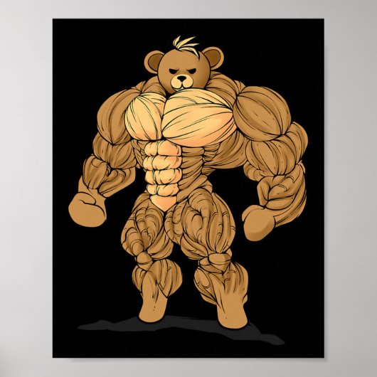 Poster Ours de sport de force de musculation (Devant)