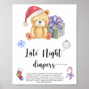 Poster Ours d'hiver \ Jeu de couches tard la nuit Affich