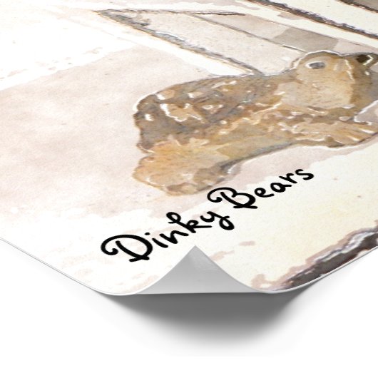 Poster Ours Dinky Aquarelle - Lecture Ours (Coin)