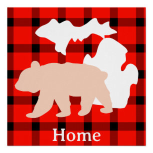 Poster Ours du Michigan à la maison en carreau de buffle