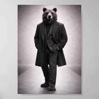 Poster Ours élégant en portrait de costume sombre classiq