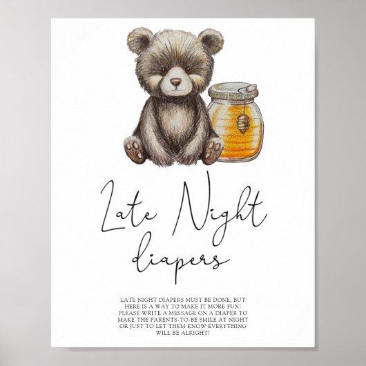 Poster Ours en bas âge - Jeu de couches de nuit (Devant)