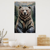 Poster Ours en mosaïque de pierre de la forêt (Cuisine)
