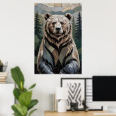 Poster Ours en mosaïque de pierre de la forêt (Bureau à domicile)