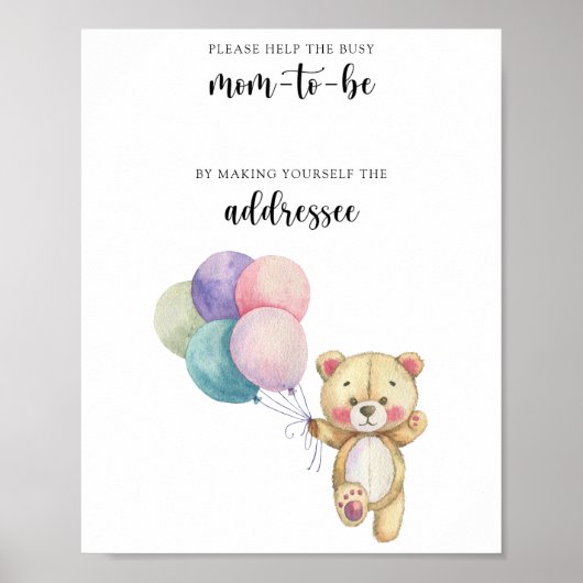 Poster Ours en peluche - Aider la future maman occupée (Devant)