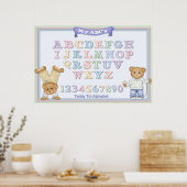 Poster Ours en peluche amusants alphabet pastel (Cuisine)