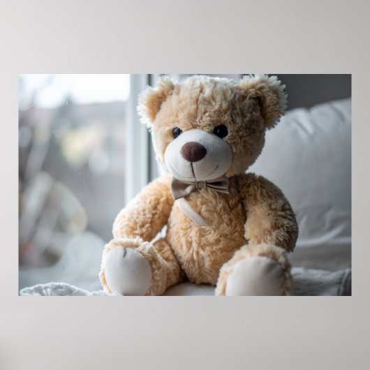 Poster Ours en peluche assis confortablement (Devant)