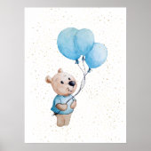 Poster Ours en peluche avec ballons Aquarelle Nursery (Devant)